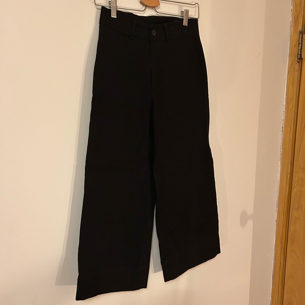 Black Wide-Leg Sailor Pants Frank & Oak sz4 - Picture 2 of 7
